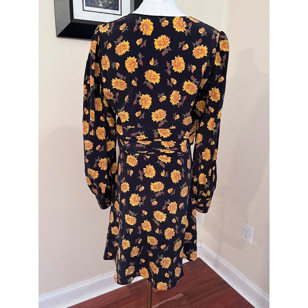 Veronica Beard Marion Floral Silk V-Neck Mini Dress Long Sleeve Size 8 - Picture 8 of 9